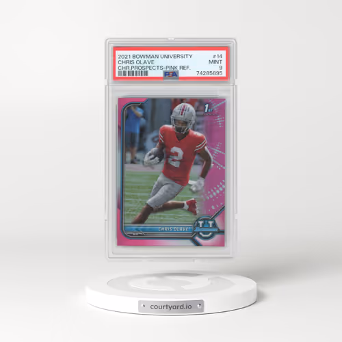 2021 Bowman University Chrome Prospects #14 Chris Olave - Pink Refractor (PSA 9 MINT)