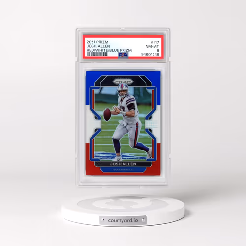 2021 Panini Prizm #117 Josh Allen - Red/White/Blue Prizm (PSA 8 NM-MT)