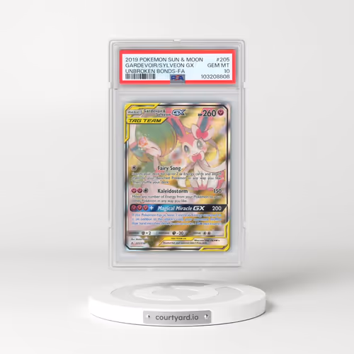 2019 Pokémon Sun & Moon Unbroken Bonds #205 Gardevoir & Sylveon GX - Holo Full Art (PSA 10 GEM MINT)