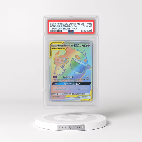 2019 Pokémon Sun & Moon Team Up #186 Gengar & Mimikyu GX - Holo Full Art Secret (PSA 10 GEM MINT)