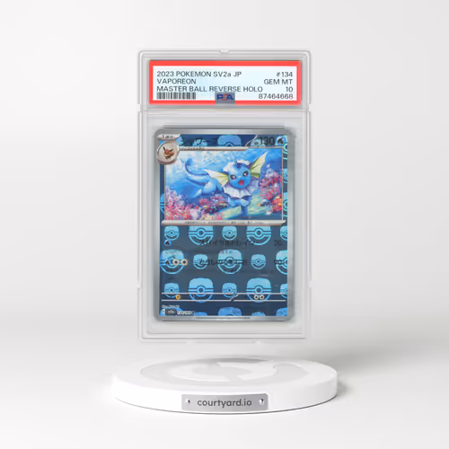 2023 Pokémon Card 151 #134 Vaporeon - Reverse Holo Master Ball (PSA 10 GEM MINT)