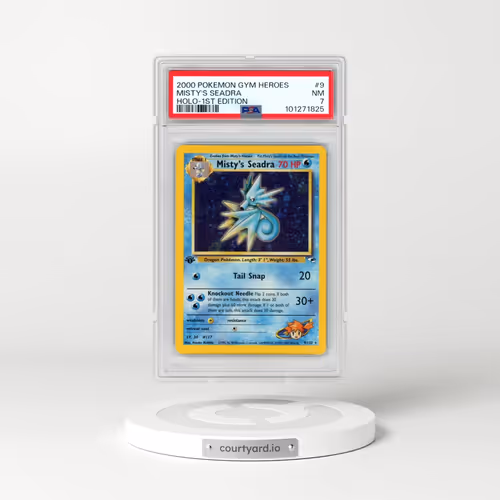 2000 Pokémon Gym Heroes #9 Misty's Seadra - 1st Edition Holo (PSA 7 NM)