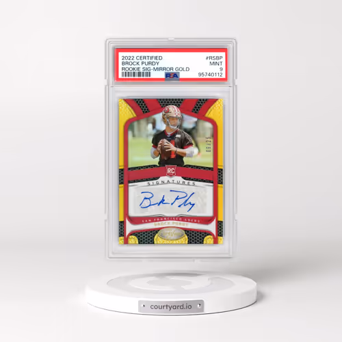 2022 Panini Certified Rookie Signatures #RSBP Brock Purdy - Mirror Gold (PSA 9 MINT)