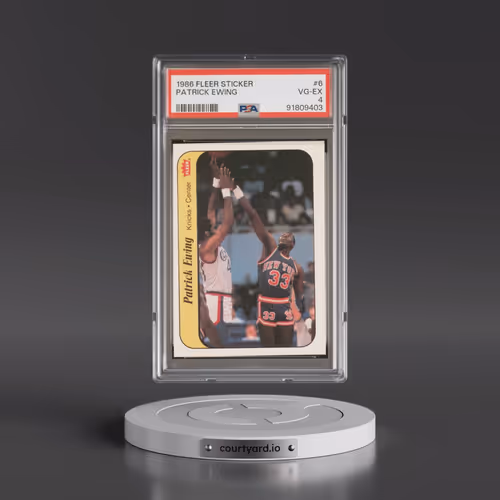 1986 Fleer Sticker #6 Patrick Ewing (PSA 4 VG-EX)