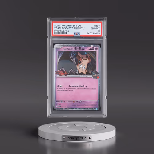 2025 Pokémon Dri EN-Destined Rivals #087 Team Rocket's Mimikyu - Prerelease (PSA 8 NM-MT)