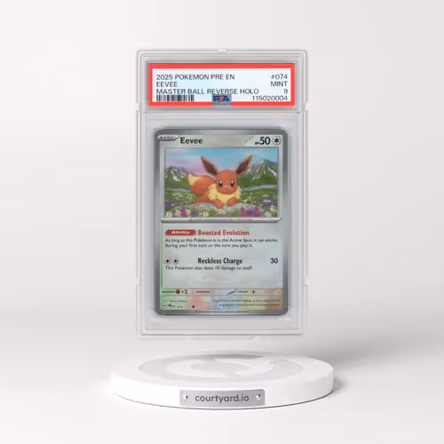 2025 Pokémon Pre EN-Prismatic Evolutions #074 Eevee - Reverse Holo Master Ball (PSA 9 MINT)