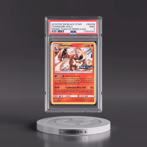 2019 Pokémon SM Black Star Promo #SM158 Charizard - Holo Team Up Prerelease (PSA 9 MINT)