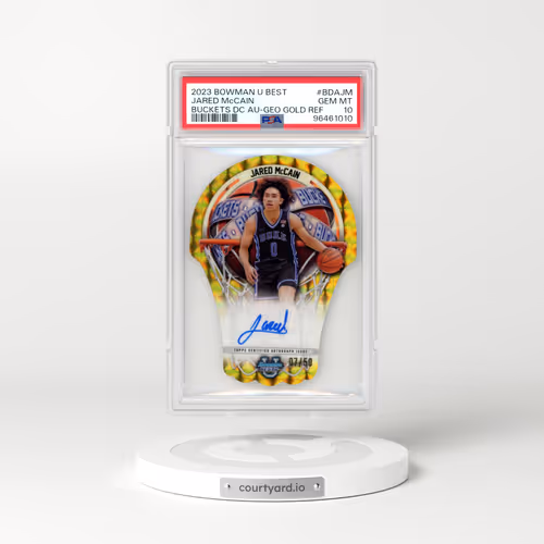 2023 Bowman University Best Bowman U Buckets Die-Cut Autograph #BDAJM Jared McCain - Geometric Gold Refractor (PSA 10 GEM MINT)