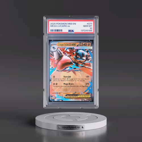 2025 Pokémon Meg EN-Mega Evolution #077 Mega Lucario EX - Holo (PSA 10 GEM MINT)