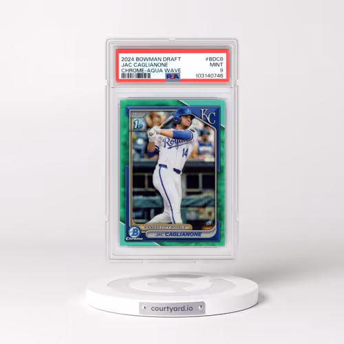 2024 Bowman Draft #BDC8 Jac Caglianone - Chrome-Aqua Wave (PSA 9 MINT)