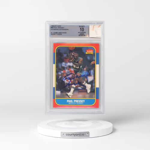 1986-87 Fleer #88 Paul Pressey - Jersey Fusion - Game used patch (BGS AUTOGRAPH 10)