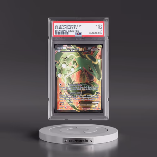 2012 Pokémon Black & White Dragons Exalted #123 Rayquaza EX - Holo Full Art (PSA 7 NM)