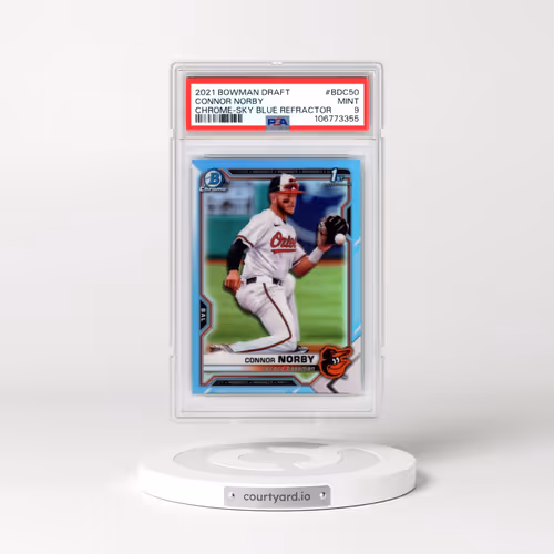2021 Bowman Draft #BDC50 Connor Norby - Chrome-Sky Blue Refractor (PSA 9 MINT)