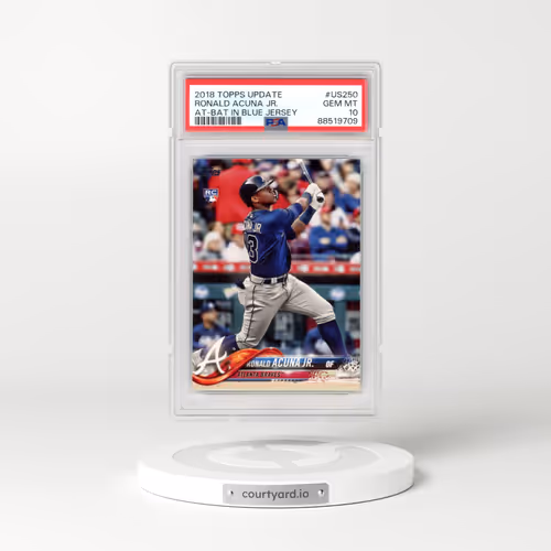 2018 Topps Update #US250 Ronald Acuna Jr. - At-Bat in Blue Jersey (PSA 10 GEM MINT)