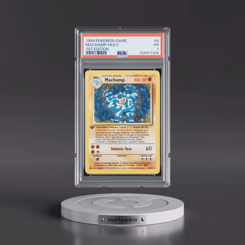 1999 Pokémon Game #8 Machamp - 1st Edition Holo (PSA 1 PR)
