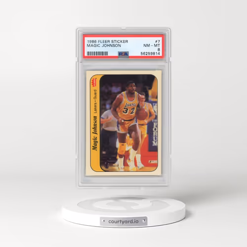 1986 Fleer Sticker #7 Magic Johnson (PSA 8 NM-MT)
