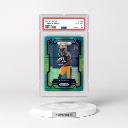 2023 Panini Prizm #334 Jayden Reed - Hyper Prizm (PSA 10 GEM MINT)