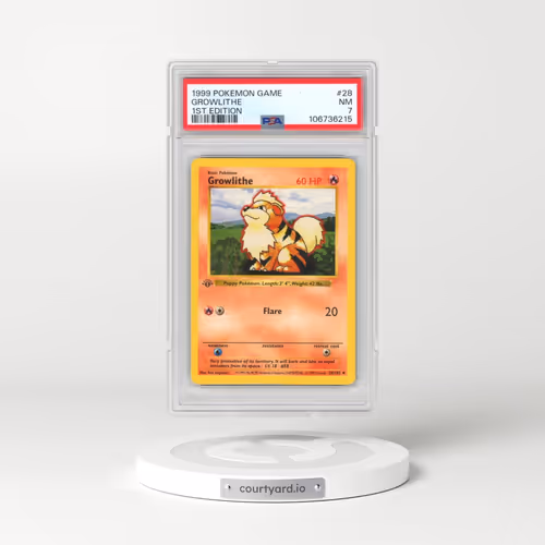 1999 Pokémon Game #28 Growlithe - 1st Edition (PSA 7 NM)