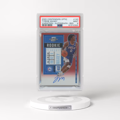 2020 Panini Contenders Optic #120 Tyrese Maxey - Variation-Autograph-Red (PSA 9 MINT)