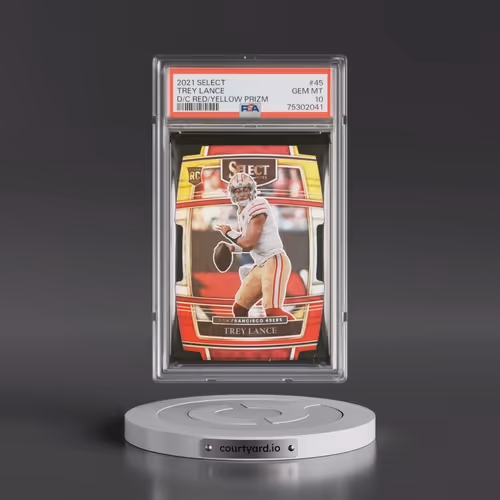 2021 Panini Select #45 Trey Lance - Die-Cut Red/Yellow Prizm (PSA 10 GEM MINT)