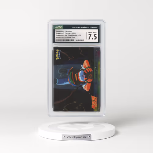 1999 Pokémon the First Movie #30 Rescuing Pikachu - First Print (Blue Topps Logo) Silver Foil (CGC 7.5 NM+)