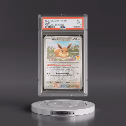 2025 Pokémon Pre EN-Prismatic Evolutions #074 Eevee - Pokemon Day 2025 (PSA 9 MINT)