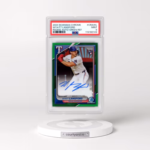 2024 Bowman Chrome Chrome Rookie Autographs #CRAWL Wyatt Langford - Green Refractor (PSA 9 MINT)
