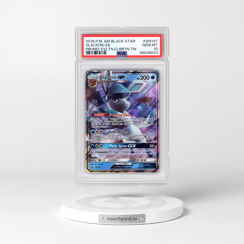 2018 Pokémon SM Black Star Promo #SM147 Glaceon GX - Holo Evolution Celebration Tin (PSA 10 GEM MINT)