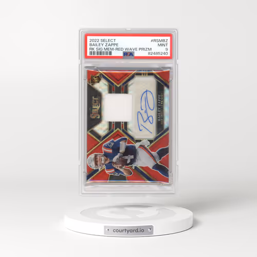 2022 Panini Select Rookie Signature Memorabilia #RSMBZ Bailey Zappe - Red Wave Prizm (PSA 9 MINT)