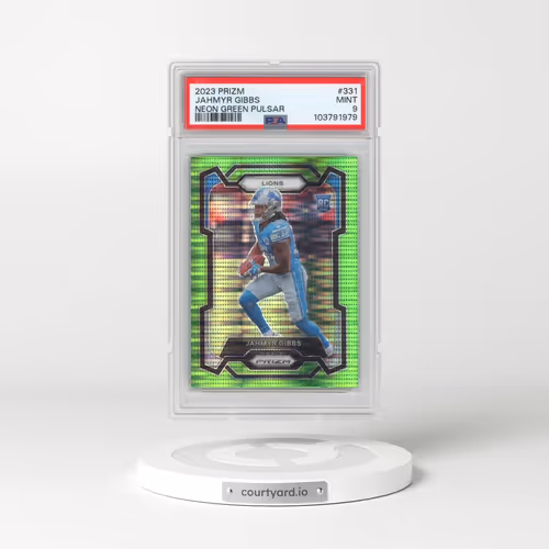 2023 Panini Prizm #331 Jahmyr Gibbs - Neon Green Pulsar (PSA 9 MINT)