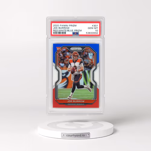 2020 Panini Prizm #307 Joe Burrow - Red/White/Blue Prizm (PSA 10 GEM MINT)