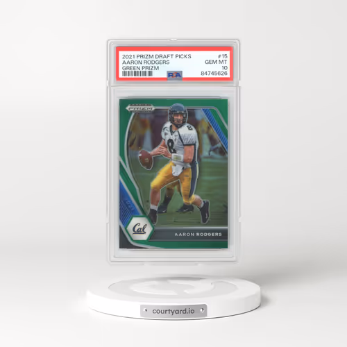 2021 Panini Prizm Draft Picks #15 Aaron Rodgers - Green Prizm (PSA 10 GEM MINT)