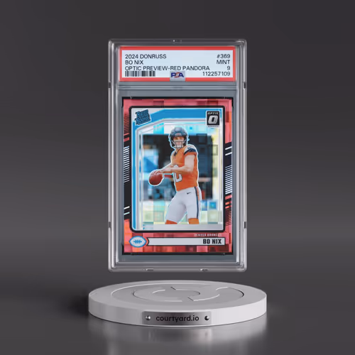 2024 Panini Donruss #369 Bo Nix - Optic Preview-Red Pandora (PSA 9 MINT)