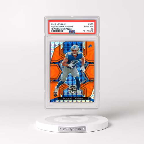 2022 Panini Mosaic #320 Aidan Hutchinson - Reactive Orange (PSA 10 GEM MINT)