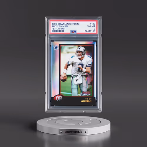 1998 Bowman Chrome #128 Troy Aikman - Refractor (PSA 8 NM-MT)