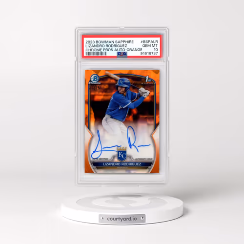 2023 Bowman Sapphire Edition Chrome Prospects Autographs #BSPALR Lizandro Rodriguez - Orange (PSA 10