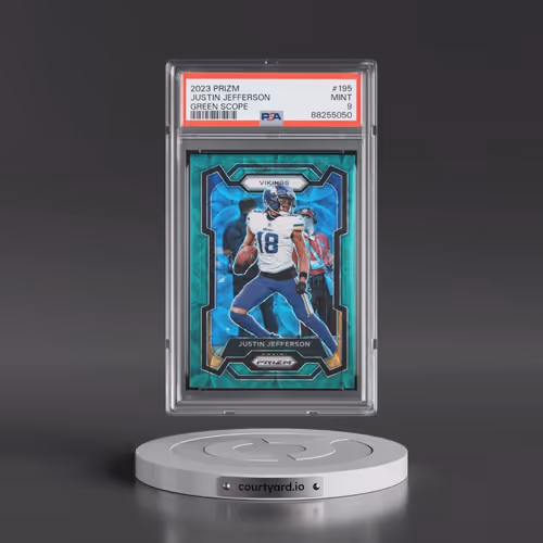 2023 Panini Prizm #195 Justin Jefferson - Green Scope (PSA 9 MINT)