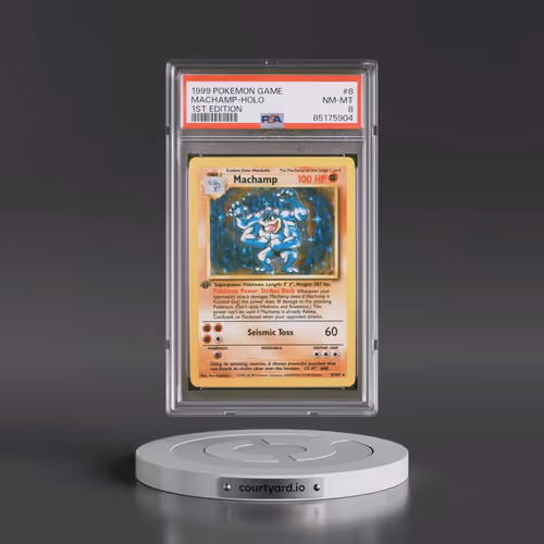 1999 Pokémon Game #8 Machamp - 1st Edition Holo (PSA 8 NM-MT)