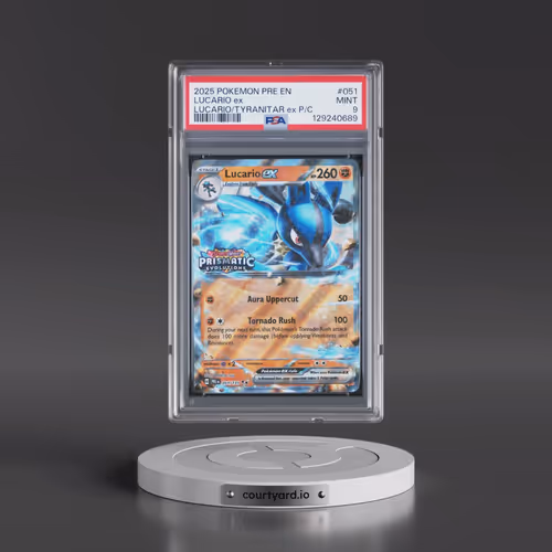 2025 Pokémon Pre EN-Prismatic Evolutions #051 Lucario EX - Holo Lucario EX & Tyranitar EX Premium Co