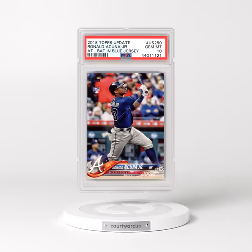 2018 Topps Update #US250 Ronald Acuna Jr. - At-Bat in Blue Jersey (PSA 10 GEM MINT)