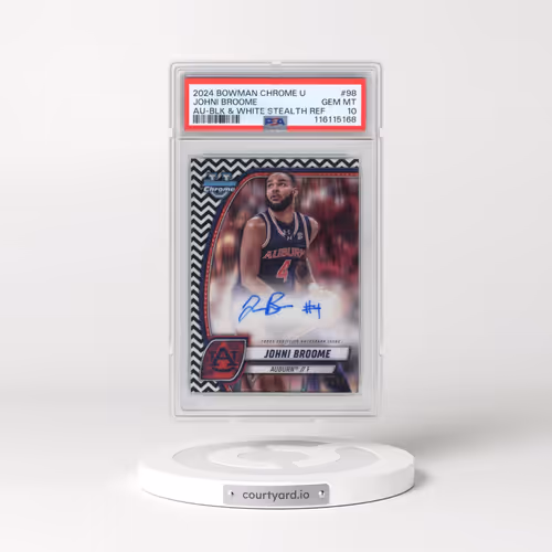 2024 Bowman Chrome University #98 Johni Broome - Autograph-Black & White Stealth Refractor (PSA 10 G