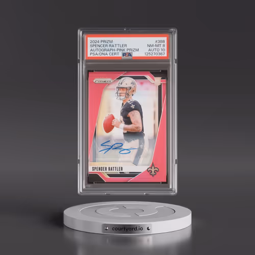2024 Panini Prizm #388 Spencer Rattler - Autograph-Pink Prizm (PSA 8 NM-MT)