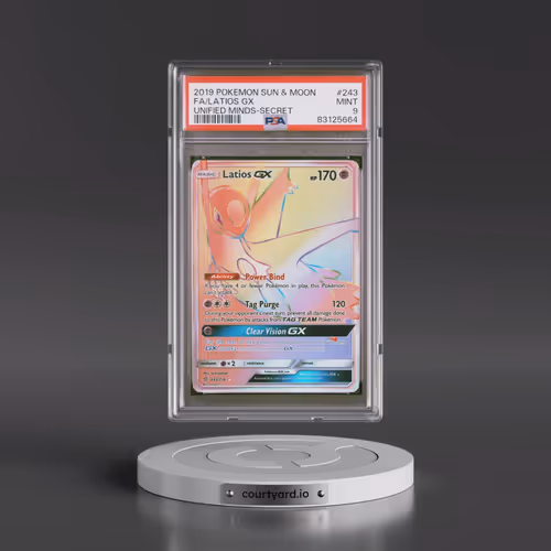 2019 Pokémon Sun & Moon Unified Minds #243 Latios GX - Holo Full Art Secret (PSA 9 MINT)