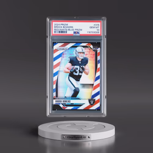 2024 Panini Prizm #315 Brock Bowers - Red/White/Blue Prizm (PSA 10 GEM MINT)