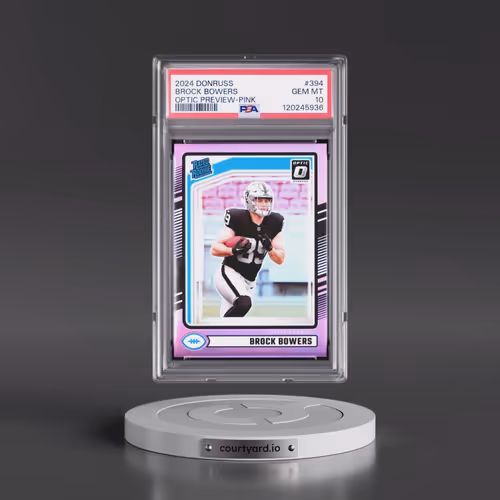 2024 Panini Donruss #394 Brock Bowers - Optic Preview-Pink (PSA 10 GEM MINT)
