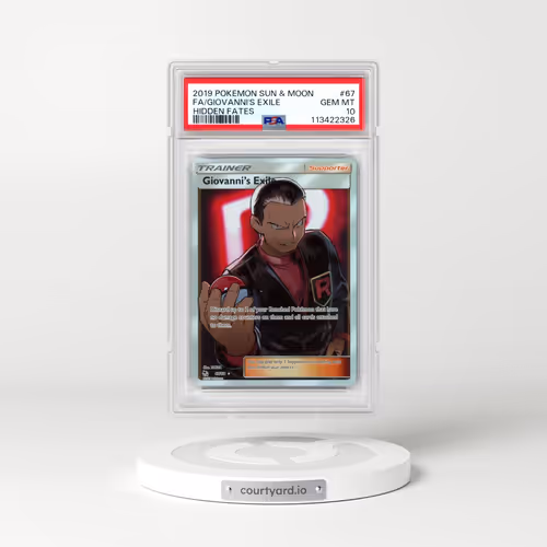2019 Pokémon Sun & Moon Hidden Fates #67 Giovanni's Exile - Full Art (PSA 10 GEM MINT)