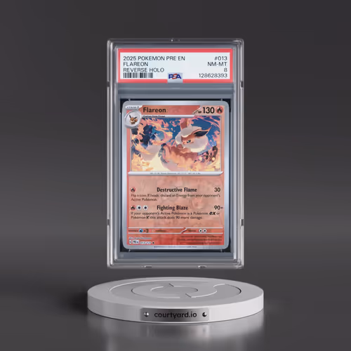 2025 Pokémon Pre EN-Prismatic Evolutions #013 Flareon - Reverse Holo (PSA 8 NM-MT)