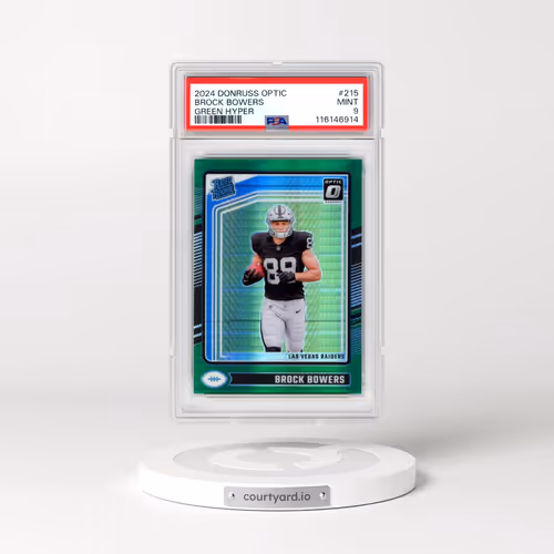 2024 Panini Donruss Optic #215 Brock Bowers - Green Hyper (PSA 9 MINT)