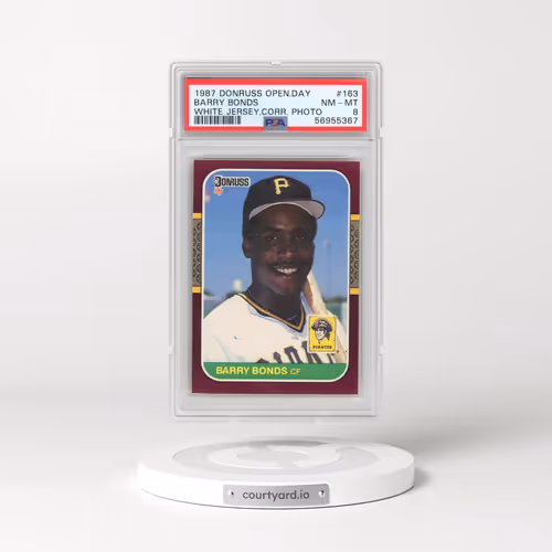1987 Donruss Opening Day #163 Barry Bonds - White Jersey,Corr. Photo (PSA 8 NM-MT)