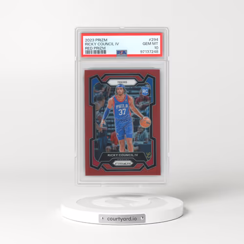 2023 Panini Prizm #294 Ricky Council IV - Red Prizm (PSA 10 GEM MINT)